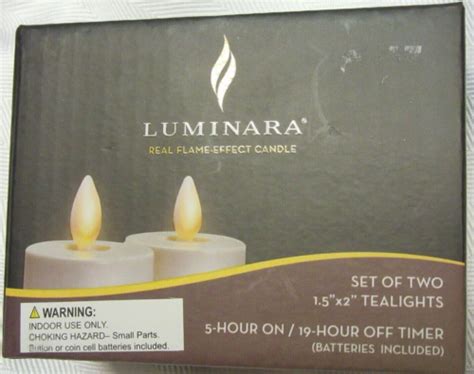 Luminara Real Flame Effect Ivory Tea Light LED Candles W Timers Set Of