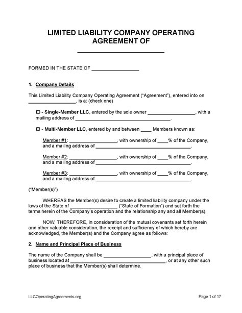 LLC Operating Agreement Template | Free Agreement Templates