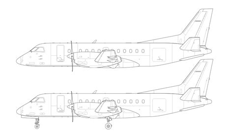 Saab 340B blank illustration templates – Norebbo