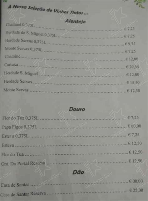 Menu Em Cantinho D Arcada Restaurante Lisboa