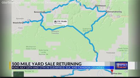 Map Of 100 Mile Yard Sale Pa - Printable Maps Online