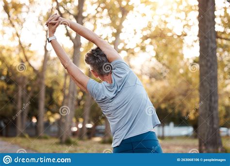 Fitness Park And Stretching With A Senior Woman Doing A Warm Up