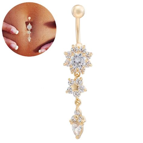 Flower Gold Plated Navel Ring Percing Nombril Belly Piercing Belly Rings Body Jewelry Piercings