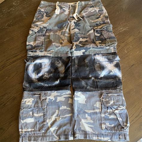 Layered cargo camo print pants Reworked camo print... - Depop