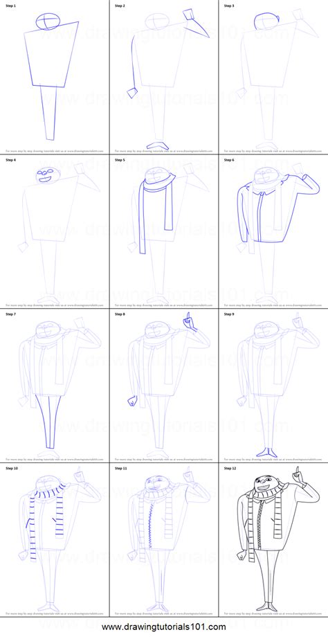 How To Draw Gru From Despicable Me Printable Step By Step Drawing Sheet