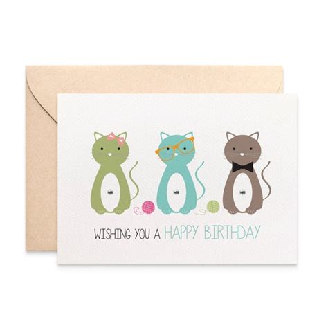 Cat Birthday Card Female Kitty Cats Cat Lover Card Happy Etsy