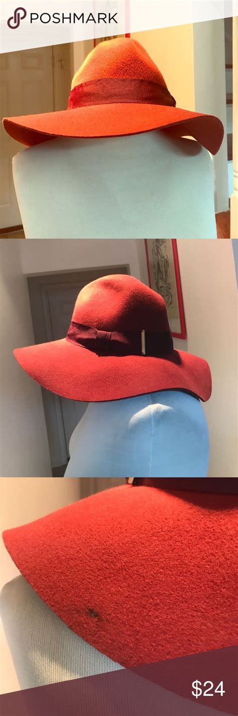 Handm Burnt Orange Red Felt Hat Size Large 58cm Red Orange Red Felt