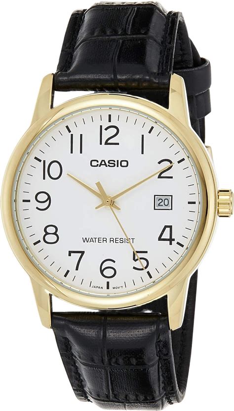 Casio Hommes Analogique Quartz Montre Avec Bracelet En Cuir Verni