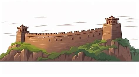 Premium AI Image | A cartoon drawing of the great wall of china.