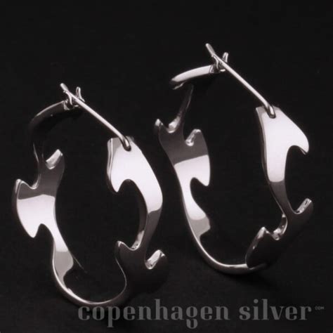 Georg Jensen White Gold Fusion Earrings 1368a Copenhagen Silver