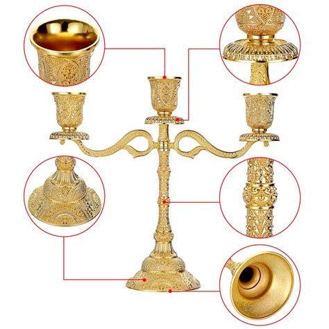 Ownmy 3 Arms Metal Candelabra Vintage Taper Candlestick Holder Elegant