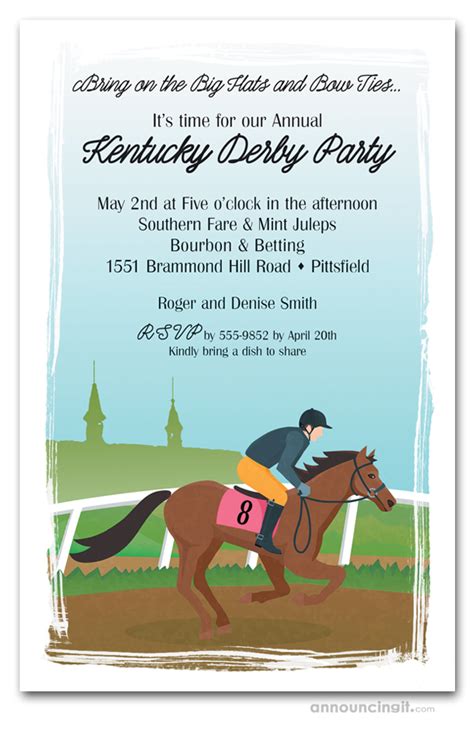 Horse Jockey Spires Kentucky Derby Party Invitations