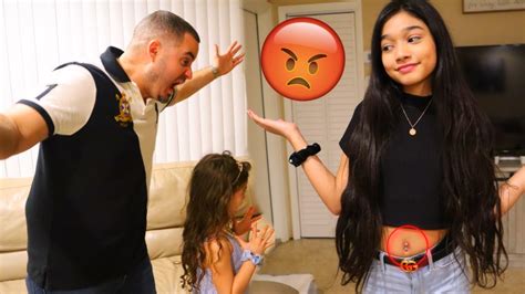 JASMINE GETS HER BELLY PIERCED PRANK ON DAD YouTube