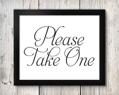 Please Take One Sign Please Take One Wedding Sign Printed | Etsy