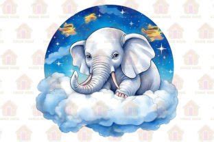 Cute Elephant On Cloud Sublimation Graphic By Kookie House Creative