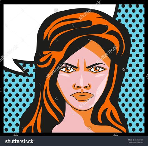 Woman Retro Comic Book Background Pop Art Girl Portrait Angry Woman Say Bubble For Text