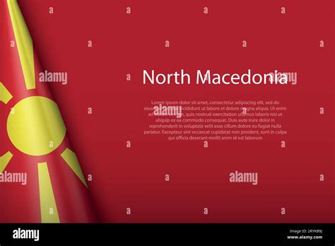 D National Flag North Macedonia Isolated On Background With Copyspace