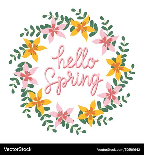 Hand Drawn Lettering Hello Spring Card Royalty Free Vector