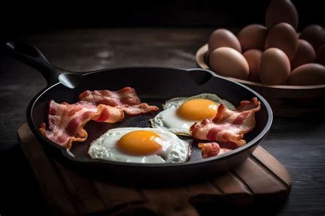 Tradicional Caf Da Manh Ingl S Ovos Fritos E Bacon Em Panela De