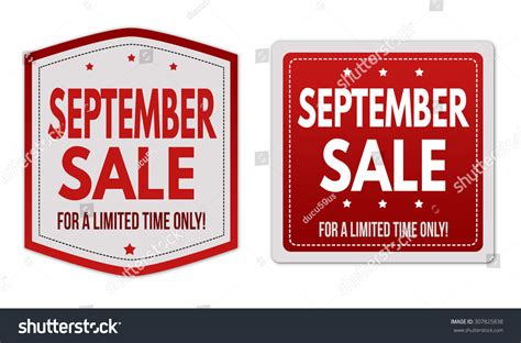 September Sale Stickers Set On White Background Vector Illustration