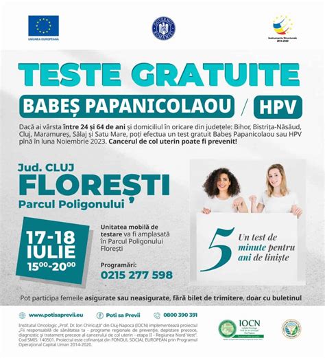 Ziua de Cluj Teste GRATUITE Babeș Papanicolaou și HPV în Parcul