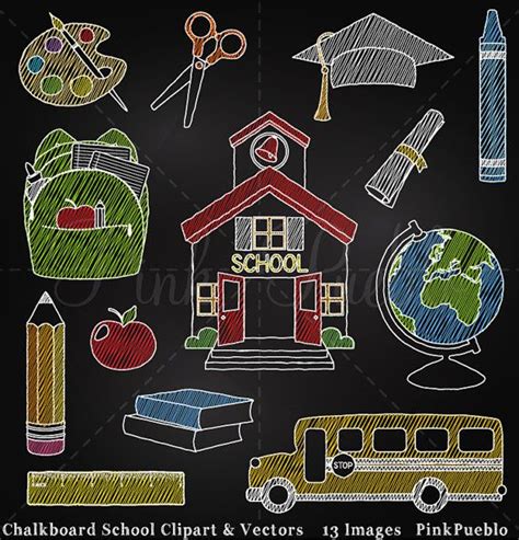 Chalkboard Back to School Clipart Clip Art, Chalk Board Teacher Clipart ...