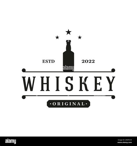 Vintage Premium Whiskey Logo Label With Hand Lettering For Drinks