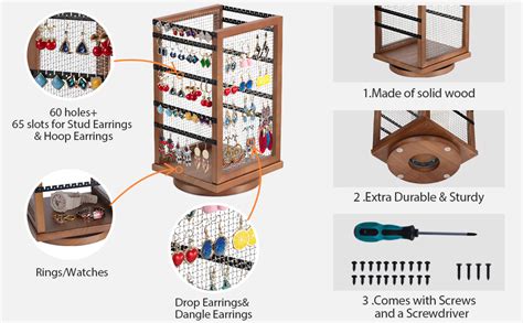 Basicform Earring Holder Organizer 360° Rotating Earring