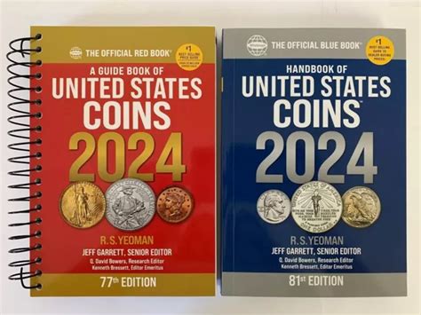 2024 Red Book Price Guide Spiral And 2024 Blue Book Handbook Of Us