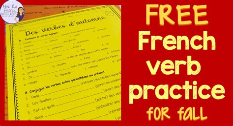 Free French Verb Worksheets For Fall Mme Rs French Resources Worksheets Library