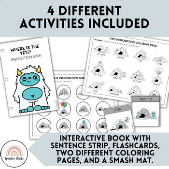 Preposition Spatial Concepts For Speech Therapy Yeti Themed Activities