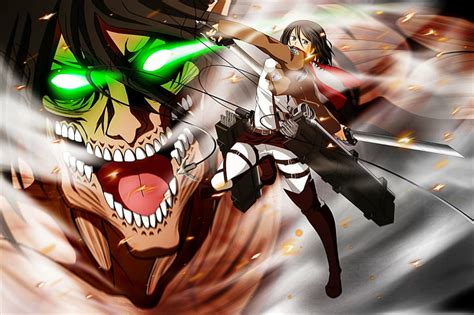 HD wallpaper: Anime, Attack On Titan, Eren Yeager, Mikasa Ackerman ...