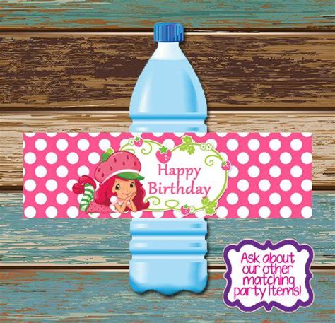 Strawberry Shortcake Birthday Party Water Bottle Label Printable Bridal