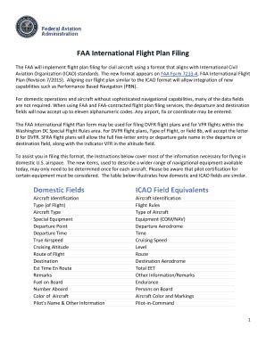 Fillable Online Faa Faa International Flight Plan Filing Faa Fax