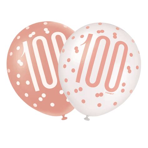 Rose Gold Glitz 100th Birthday Latex Balloon Party101 Uk