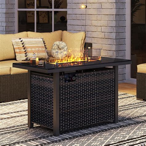 Amazon LAUSAINT HOME Fire Pit Table 43 Inch Outdoor Rattan