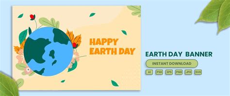 Happy Earth Day Banner In Eps Illustrator  Png Svg Psd Download