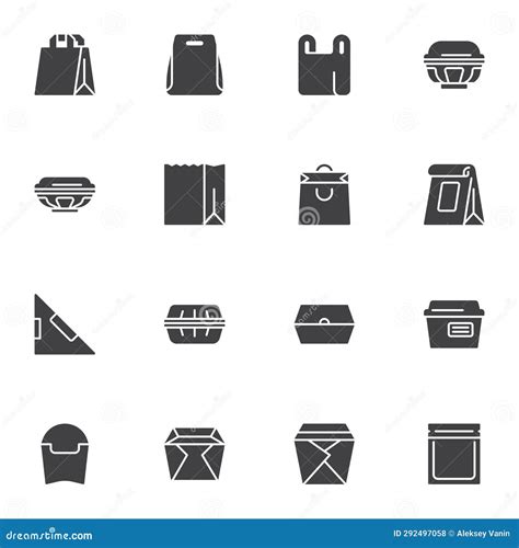 Take Away Food Packaging Vector Icons Set Stock Vector Illustration