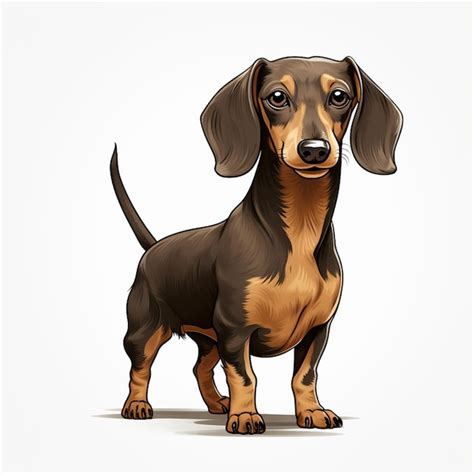 Premium Photo Cartoon Dachshund Dog Standing On A White Background