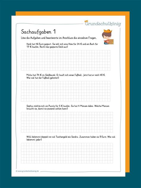 Sachaufgaben Textaufgaben Grundschulkönig Nachhilfe Mathe Lernen Tipps Schule