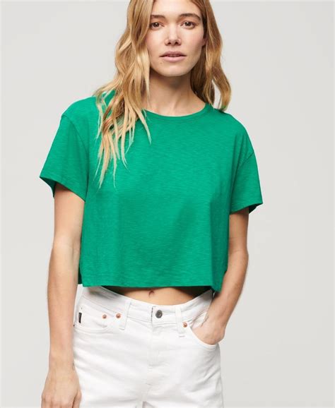 Slouchy Cropped Women S Green T Shirt