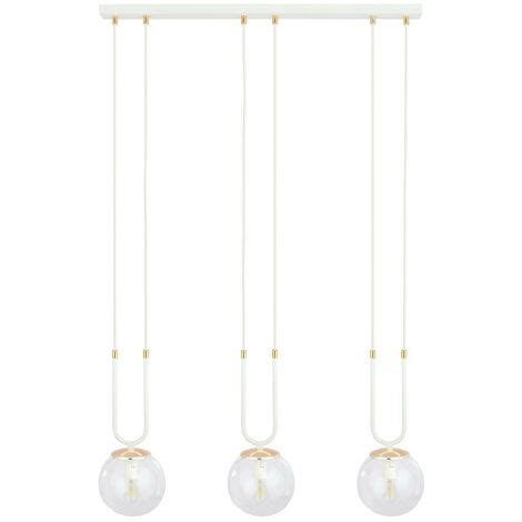 Emibig Glam Plafonnier Suspendu Globe Bar Blanc Avec Abat Jour En Verre