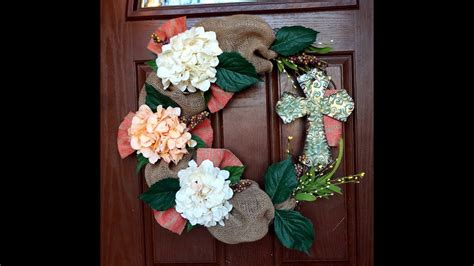 Burlap Easter Wreath With Cross Tutorial YouTube