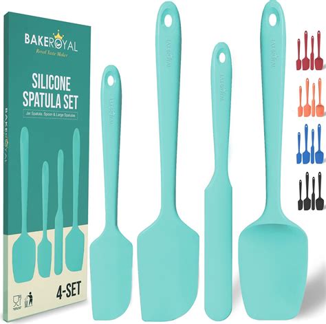 Amazon BakeRoyal Silicone Spatula Set 4 Piece Rubber Spatulas