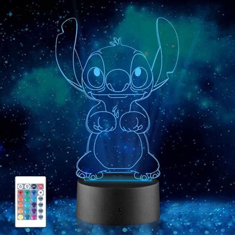 Stitch Lampe 3D LED Veilleuse Anime Stitch 16 Couleurs Lampe De Table