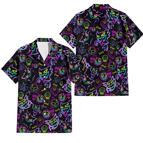 Gengar Ghost Hawaiian Shirt Button Up Shirt Gengar Ghost Birthday