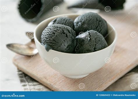 Activated Charcoal Ice Cream Stock Photo - Image of summer, background ...