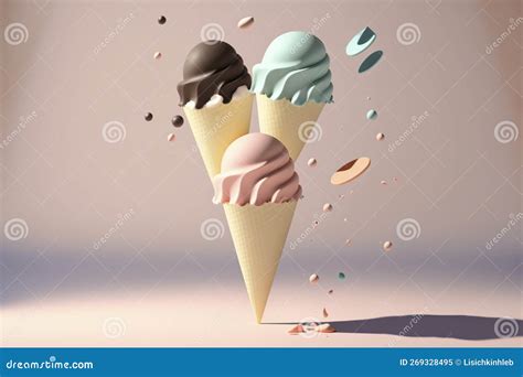 Cone De Gelado Derretido Criado Ferramentas Gerativas De Ai