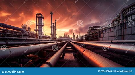 Large Oil Pipeline And Gas Pipeline In The Process Of Oil Refining And