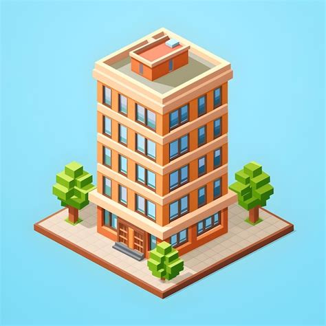 Premium Photo Cute And Colorful 3d Isometric Pixel Art Building On